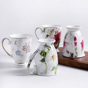 레트로 본차이나 굽 머그 320ml 2p세트 머그 머그컵 커피잔 도자기잔 도자기컵 손잡이잔 홈카페 커피잔 커