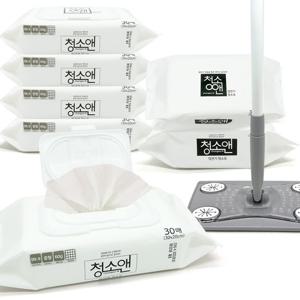 청소앤 물걸레포5팩+정전기포3팩+밀대세트 엠보원단 먼지청소 일회용 청소포