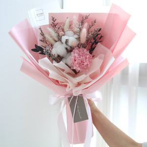 [더봄/프리저브드플라워] 목화와 핑크수국꽃다발