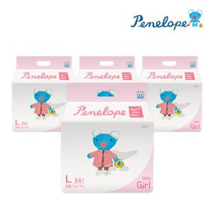 페넬로페 씬씬씬 플러스 팬티기저귀 대형 여아 34매x4팩