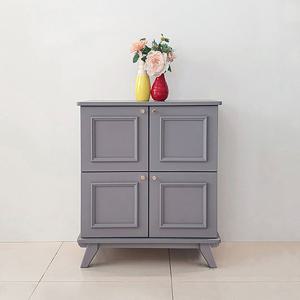 한집가구 웨인스코팅 원목 4도어 수납장 라이트그레이(원목다리)