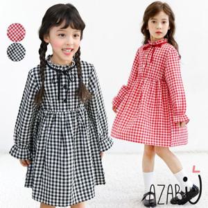 [아자브키즈]체크 밴딩 원피스 아동 여아 원피스