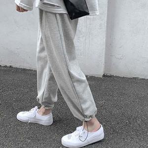 그레이 통바지 여성 면바지 발목 조임 코디 가능