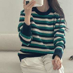 샵앤) 국산 여성 라운드넥 단가라 데일리 니트 티셔츠 21DS-WKN-4070-블랙