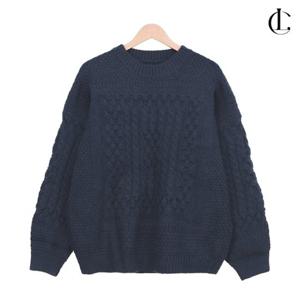 엘케이트 여성 니트 긴팔 라운드넥 오버핏 겨울 꽈배기 니트티 LYM001