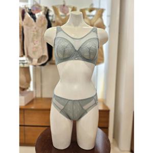[와코루] AB컵 (WBRX207A-PTA-GR) 모던데일리 노와이어 풀메이컵 홑겹 브라 레이스팬티세트