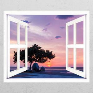 아트박스/꾸밈 ck776-해가지는경포해변_창문그림액자