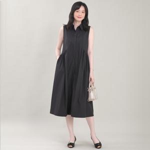 애비뉴투지 엄마옷 핀턱 카라 셔링 허리주름 여름 나시 셔츠 원피스 K08432