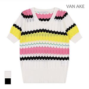 [반에이크][반에이크] 배색 짜임포인트 반팔 니트_VB38KTQ306Z (