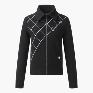 데상트골프자켓 GQC DP32WFKO92-BLKG 여성 자가드 포인트 울니트 아우터 / BLACK