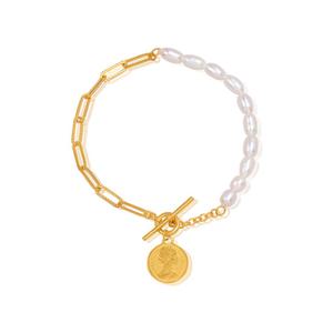 여자 순금 팔찌 3.75g 24K [진주 클립 토글]