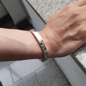 써지컬스틸 직사각체스 실버 여자 남자 뱅글팔찌