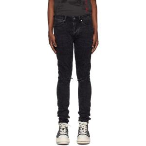 25 FW 수비 남성 블랙 반 윙클 스텐실 데님 진 251088M186004