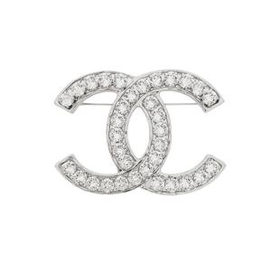 [엘러브] 새상품 샤넬 23A 크리스탈 CC로고 브로치 실버 5ET0888