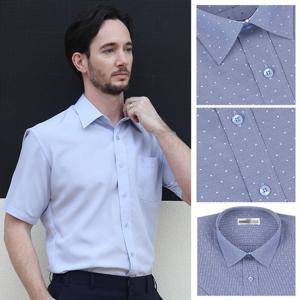 [리빌모아]남자 국산 도트 반팔 정장 와이셔츠 SJ-SHH-S302-블루