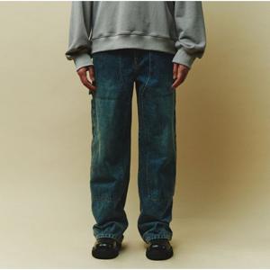 [플랙진]남성 스텝 T53 카펜터  멜빵 와이드 중청 데님 팬츠 (PJTH5STT535)