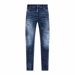 디스퀘어드 미디엄 레드 스팟 바이커 진 블루 남성 S74LB1735 S30664 470