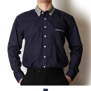 [모로엠] 네이비 카라배색 남성 정장 셔츠 DMG-SHA-Q4143127