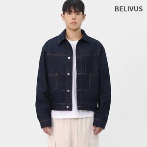 빌리버스 남성 가을 생지 데님 자켓 트러커 청자켓 스티치 점퍼 아우터 BOAS005