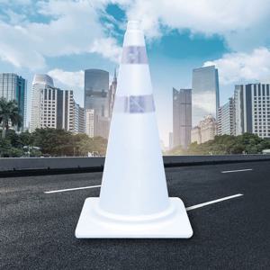 스탠다드 칼라콘 백색_백색반사띠/꼬깔콘 주차금지대 라바콘 주차금지표지판 도로표지판 안전표지판 꼬깔 교통안전표지판 안전봉 대형라바콘 교통안전표지