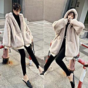 여성아우터 인조밍크퍼 오버핏 후드 집업 점퍼 데일리 겨울코트