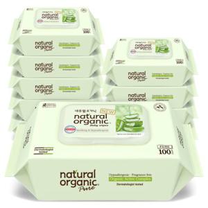네츄럴오가닉 아기물티슈 퓨어 플레인 캡형100매[10팩]