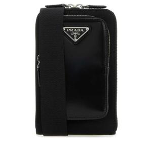 PRADA 블랙 나일론 및 가죽 휴대폰 케이스 2ZT060789 F0002