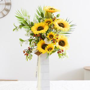 해바라기 조화 화병 마블 A set 80cm 2컬러 인테리어 꽃 장식 소품 행사 금전화 풍수