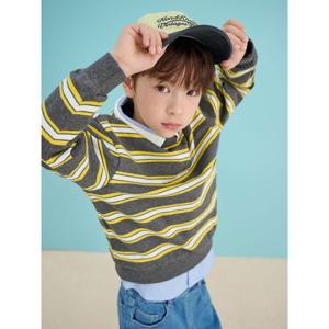 [빈폴키즈] 사토리얼 폴로 남아 스트라이프 스웨트 셔츠 그레이 (BI5241U023)