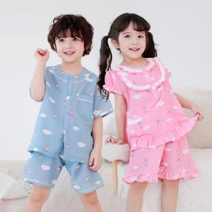 [토토와모모]아동 잠옷 유아 파자마 남아 여아 여름 면 T우산곰(면)