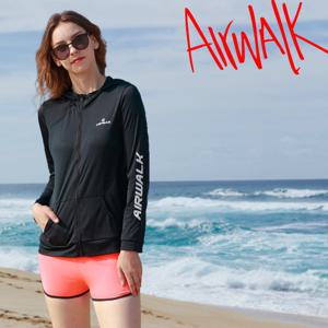 에어워크서프 여성래쉬가드세트 2피스 YAWe5216_BK+YAWe5103_NCR