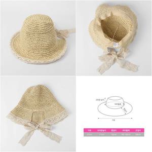 챙모자 러블리 리본 비치모자 여성 여름 보넷모자 베이지