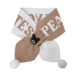 [파리게이츠] (521D4AC001)여성 배색 로고 폼폼 머플러 & 스마일 브로치