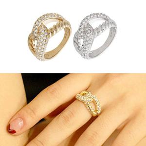 14Kgp 꼬임 포인트 큐빅 럭셔리 패션 반지 US