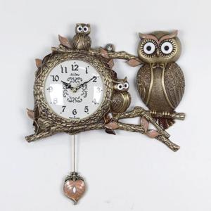 동도금 숲속가족 부엉이시계 무소음 인테리어 벽시계