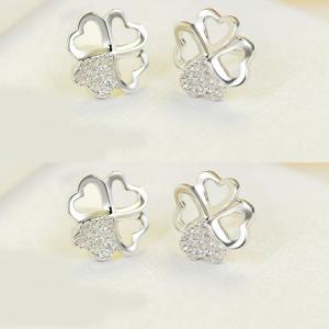 클로버 925실버 귀걸이-화이트OC