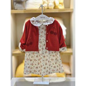 아가방 세이브존02 레드  꽃나염  가디건 원피스 02s534051