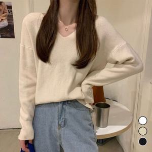 데일리 베이직 브이넥 니트 LM-0009 봄가을니트