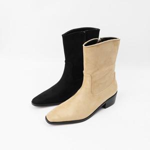 [신난다슈]여성 앵클부츠 4cm 여자 숏 앵글 부츠 스웨이드 발편한 통굽 사각코 NF258813S