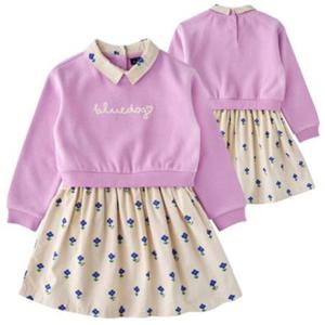 [블루독8-키즈]핑크 우븐매치스웨트셔츠원피스 면니트 레이어드 골덴 스커트 치마 세돌선물 초등25C1540051