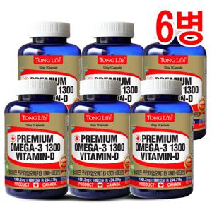 통라이프 프리미엄 오메가3 1300+비타민D-6병