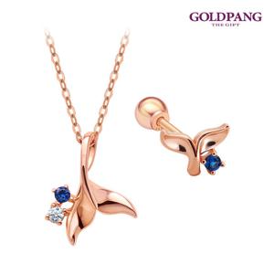 골드팡 14k 런던블루웨일 목걸이 피어싱 세트