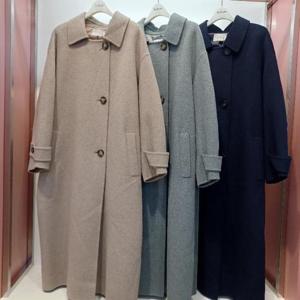 Latium HC06 겨울 팔뚝 품 편한 울 혼방 모직 루즈핏 뒤날개 반더블 벨트 롱 코트 T2343ct02