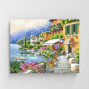 보석십자수 명화 풍경 바다와 레스토랑 40x50