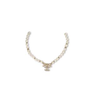 [라운지엘] 샤넬 23 크리스탈 리본 진주 초커 네크리스 ABA871