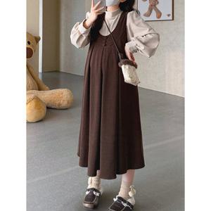 [쿠잉]브라운 코듀로이 원피스세트 임부복 임산부겨울원피스