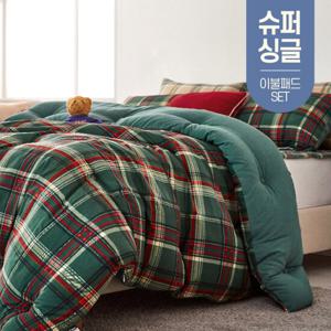 먼지없는 체크 사계절 간절기 봄 가을 겨울 차렵 이불 기숙사 침구 슈퍼싱글 SS 침대 패드 세트