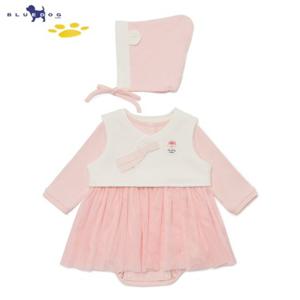 블루독베이비[hu] 25.SS PK)도기한복세트바디슈트 45170-040-12 유아바디수트 모자세트 한복수트 출산선물