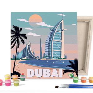 아이러브페인팅 DIY캔버스형 그림그리기 25x25cm 랜드마크_두바이_버즈 알 아랍