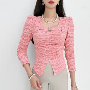 [금찌]금찌 버클 레이스 블라우스 ST7251B